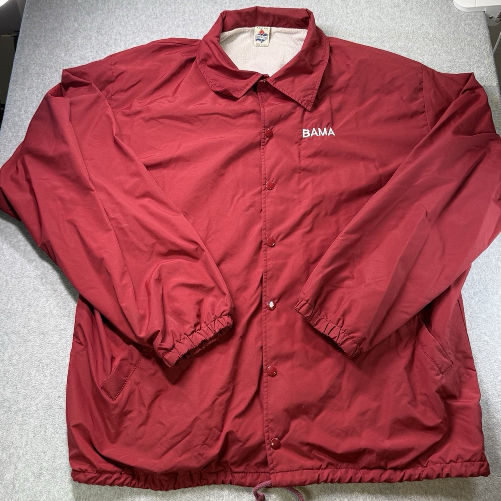 Vintage BAMA Alabama‎ Crimson Tide Jacket XXL Red USA Made Nylon Sherpa Lined